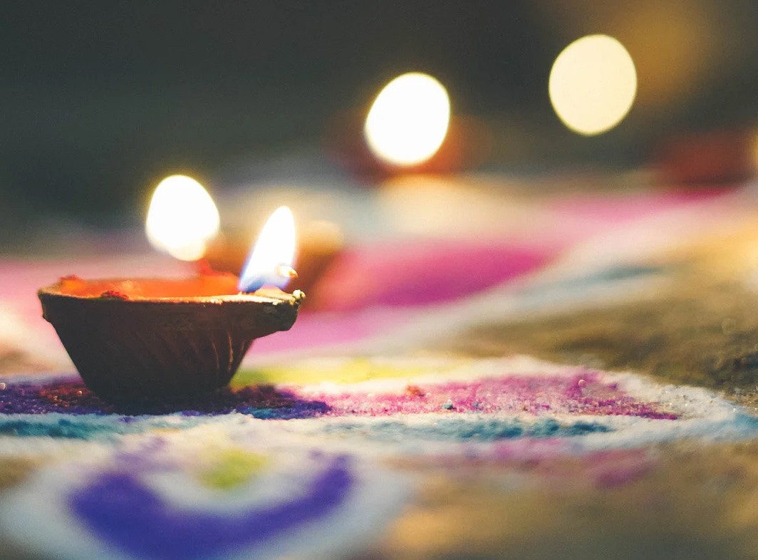 tealight candles on a mandala