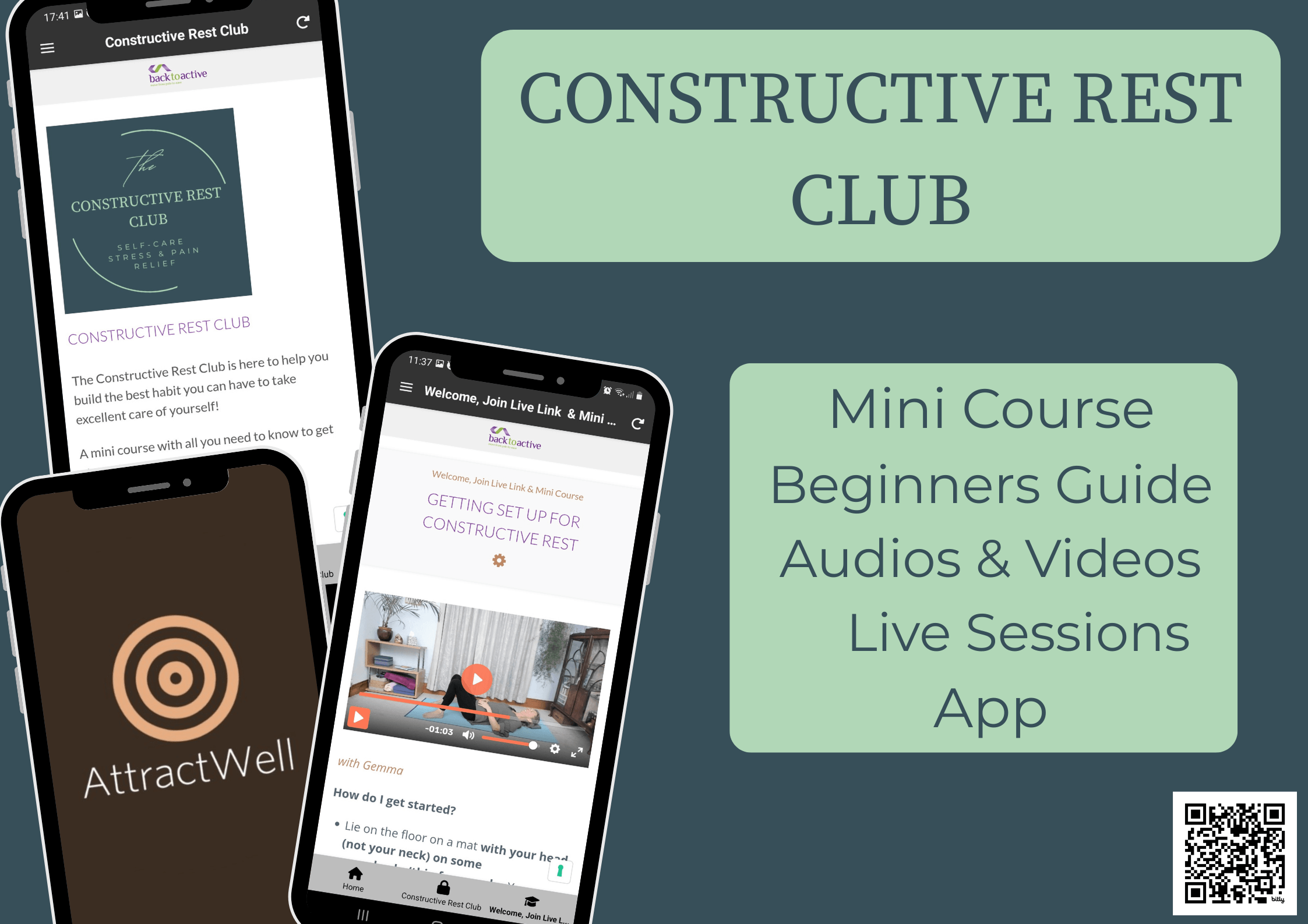  Constructive Rest Club, mini course, begineers guide, audios & videos, live sessions, app