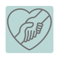  Heart and hand icon representing emotional support and encouragement during sleep transitions