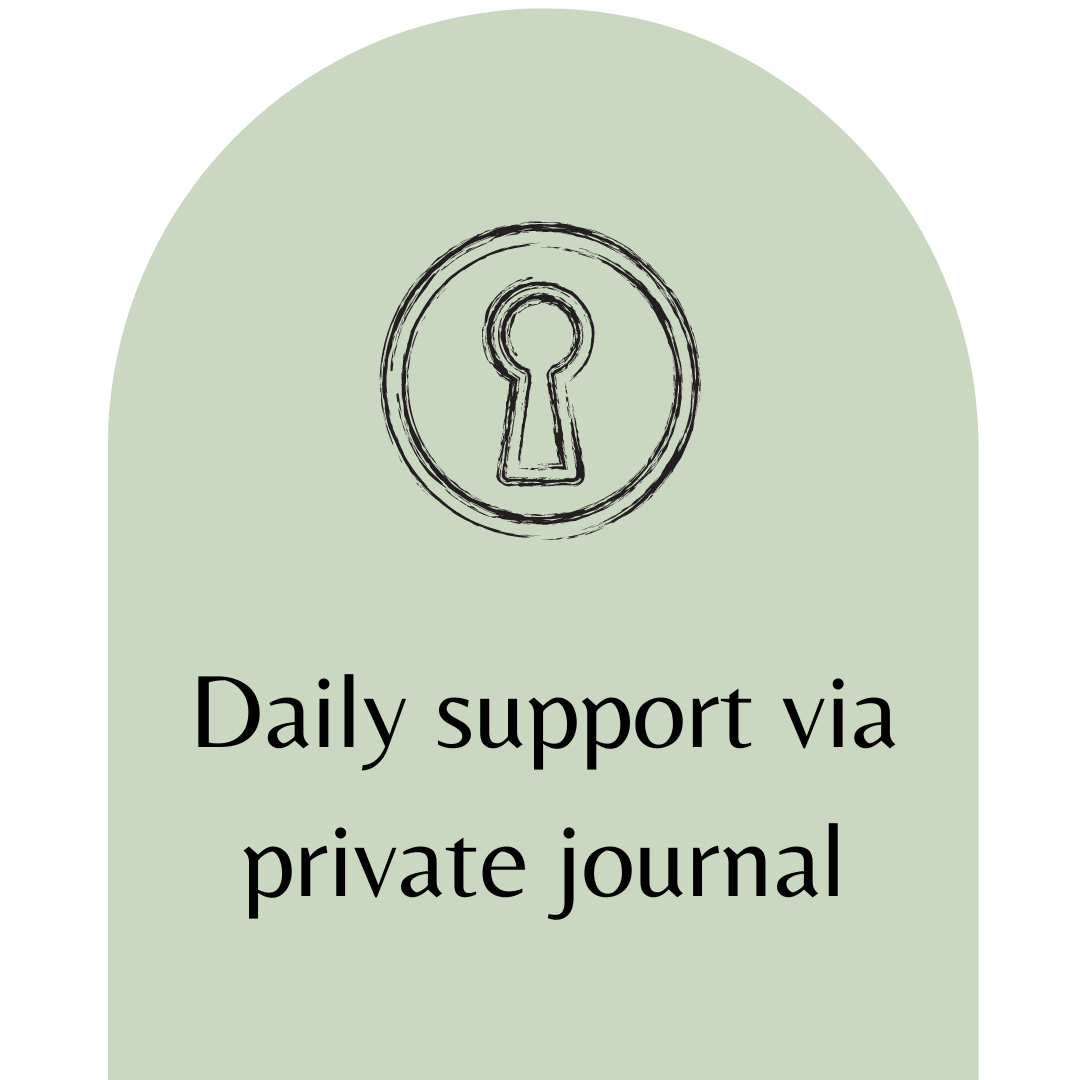 Daily support via journal. Accountability