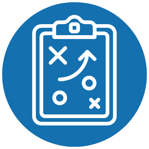 blue icon with a clipboard with game plays