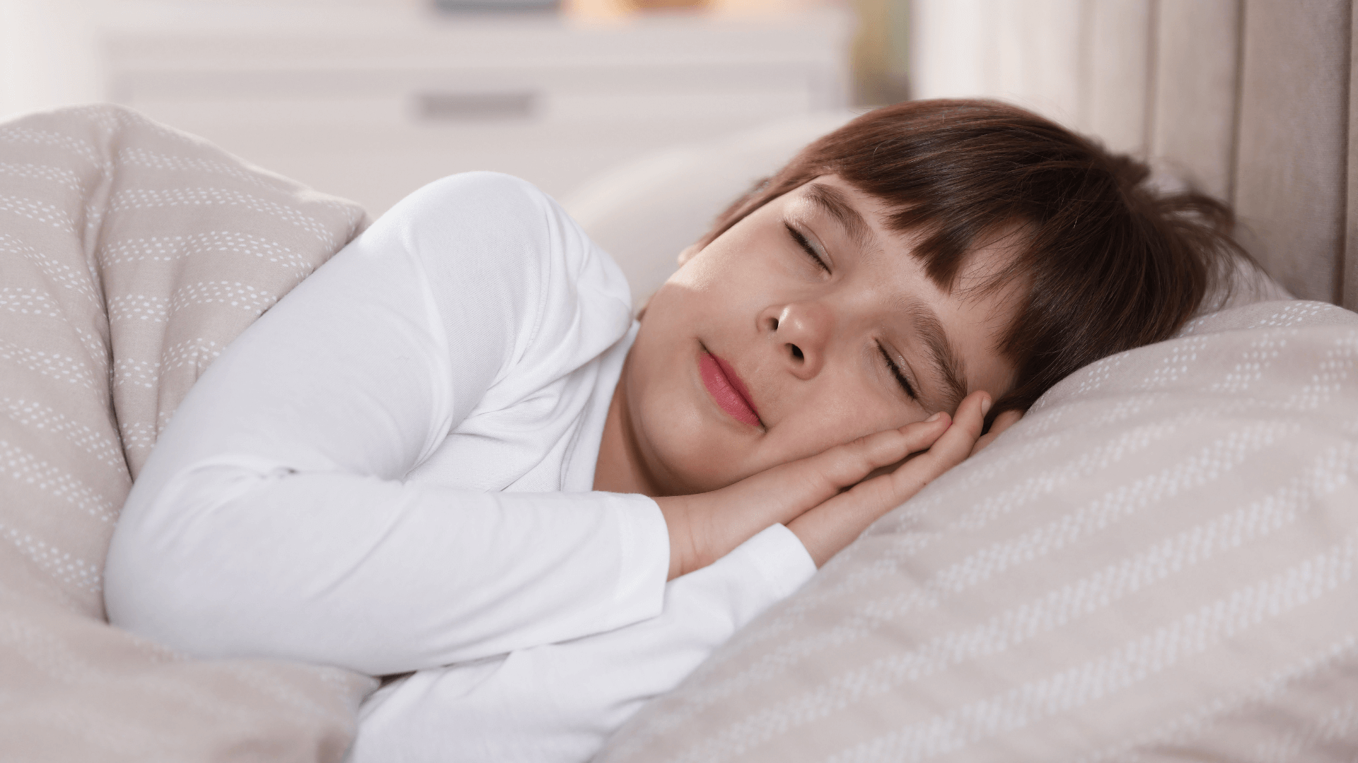  Peacefully sleeping child, representing improved sleep, emotional safety, and reduced anxiety.