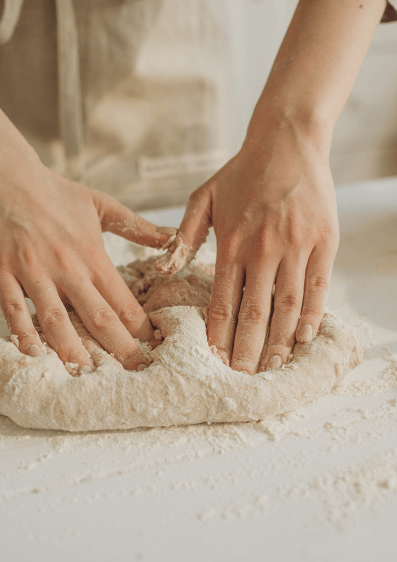 Kneading sourdough dough