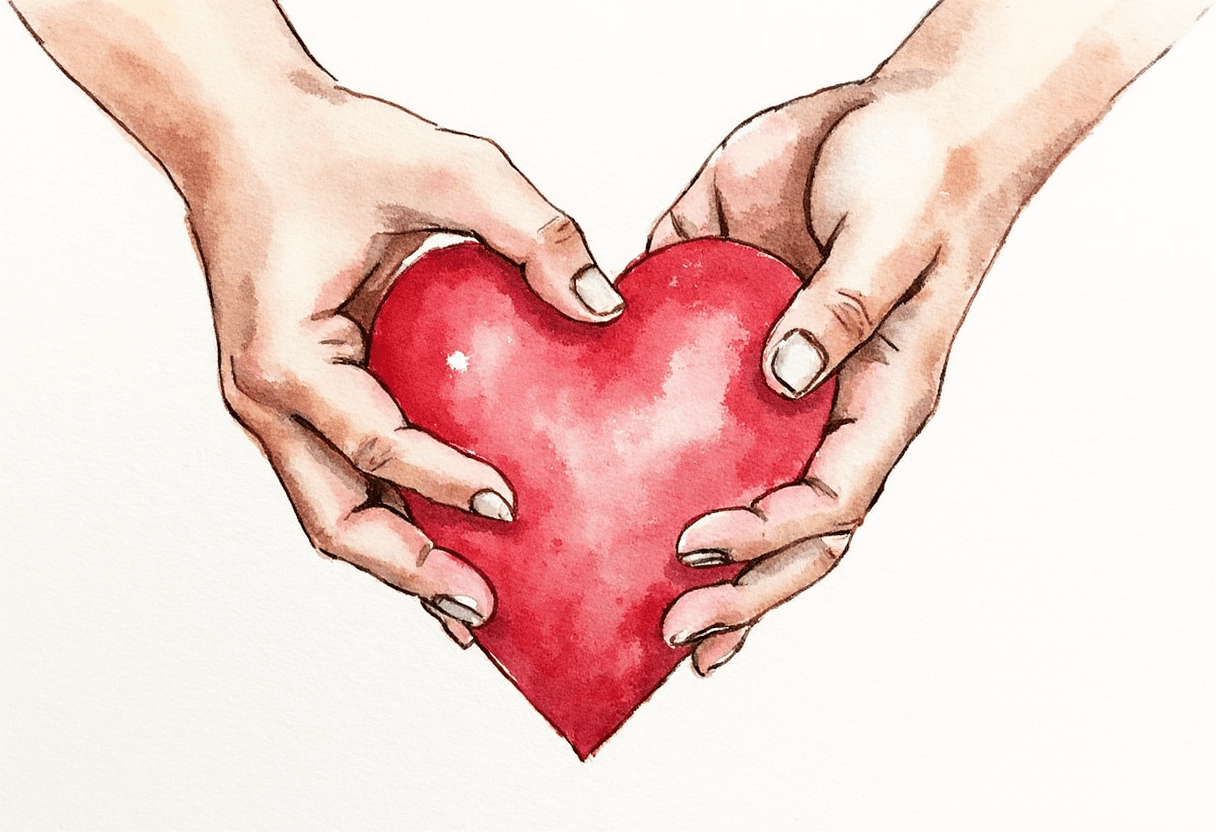 Hand over heart for nervous system calming affirmation.