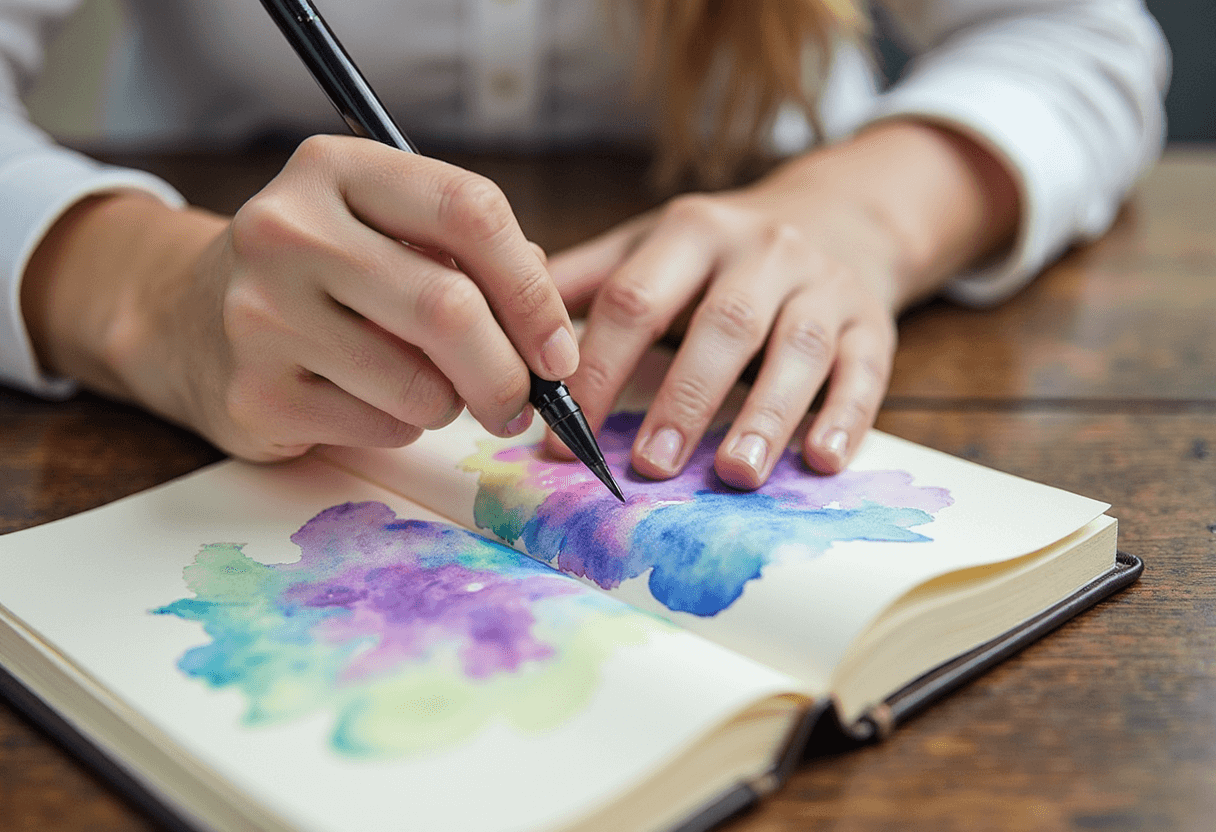  Woman journaling shadow work prompts in notebook.