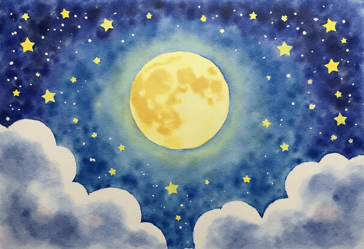  Moon and stars symbolizing gentle healing and reflection.