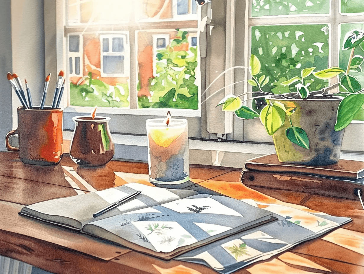 Peaceful workspace symbolizing mindful community support during burnout recovery