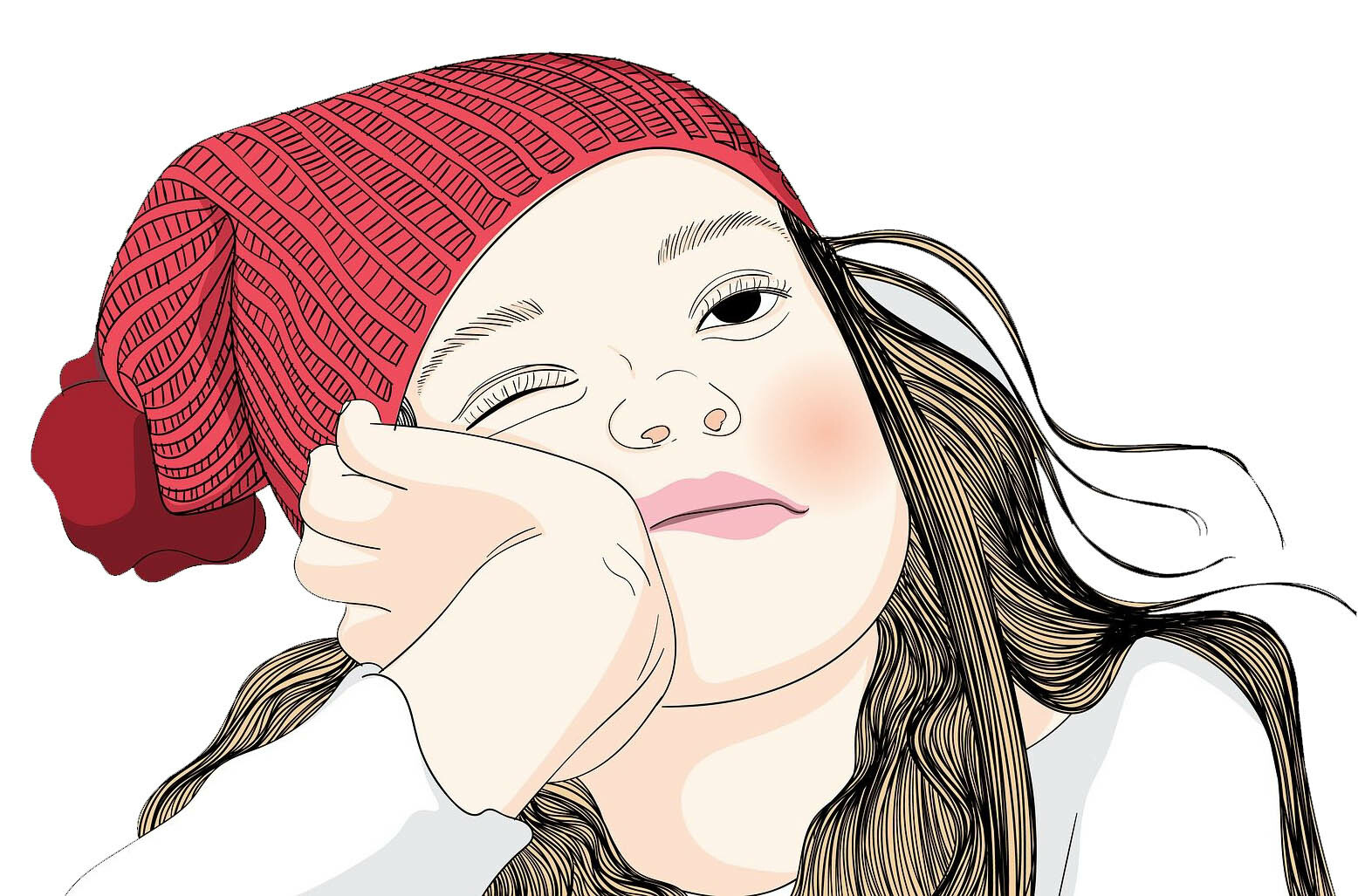 illustration of bored girl with head propped on hand