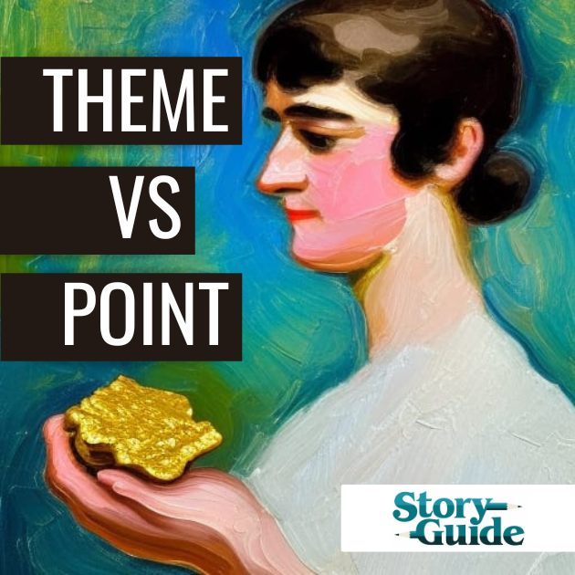 Jane Austen holding a gold nugget 
